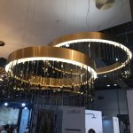 Various artisitc designs of lighting features and chandeliers