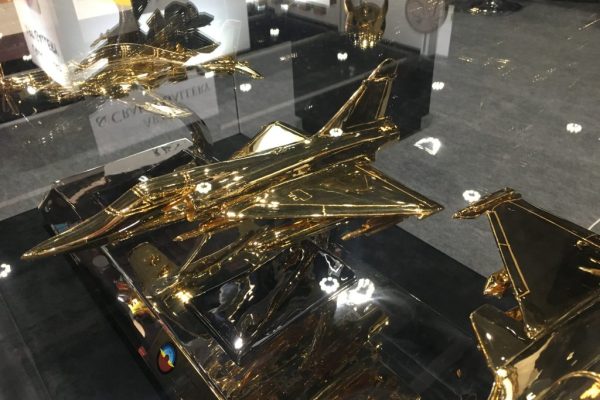 Golden aircraft scale models
