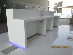 Solid Surface decorative back litted wall and BBQ Counter