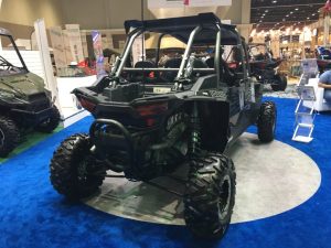 Various makes and sizes of UTVs