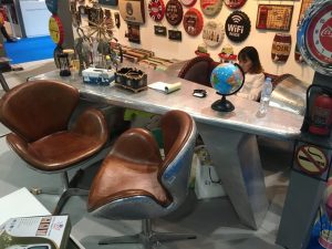Aircraft inspired desk and casual seating set